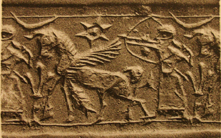 Hero (archer) hunting winged bull