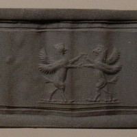 Two rampant griffins clashing