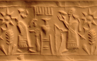 Pot-stand between king and his attendant