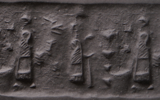 Pot-stand between king and his attendant