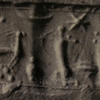 Archer hunting gazelle (antelope) and worshipper behind him