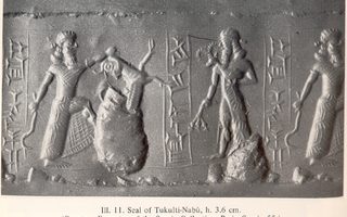 Hero fighting rampant bull and hero carrying mouflon and pomegranate branch