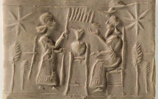 Pot-stand between king and his attendant