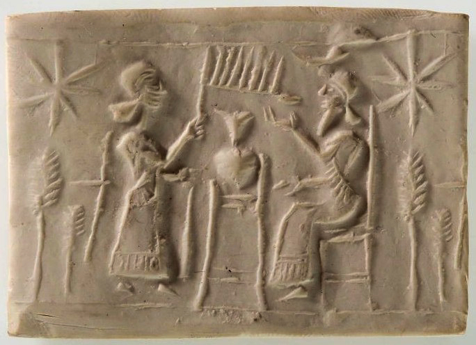 Pot-stand between king and his attendant