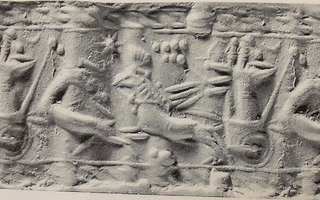 Archer hunting bull from chariot