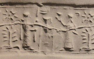 Pot-stand between king and his attendant