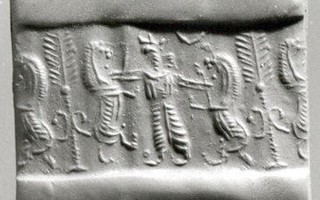 Royal hero grasping rampant lion on either side