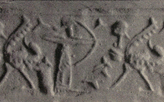 Hero (archer) hunting scorpion-tailed bird-man