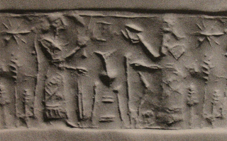 Pot-stand between king and his attendant