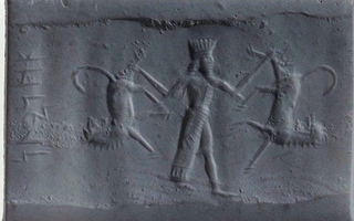 Hero carrying lion on either side