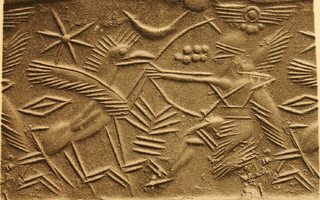 Winged hero (archer) hunting griffin