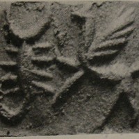 Griffin attacking scorpion