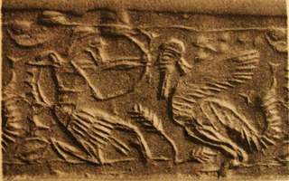 Hero (archer) hunting scorpion-tailed bird-man