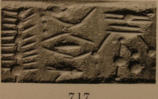 Stylised tree, winged sun-disc, and various other motifs and symbols
