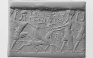 Enkidu and Gilgamesh fighting the Bull of Heaven